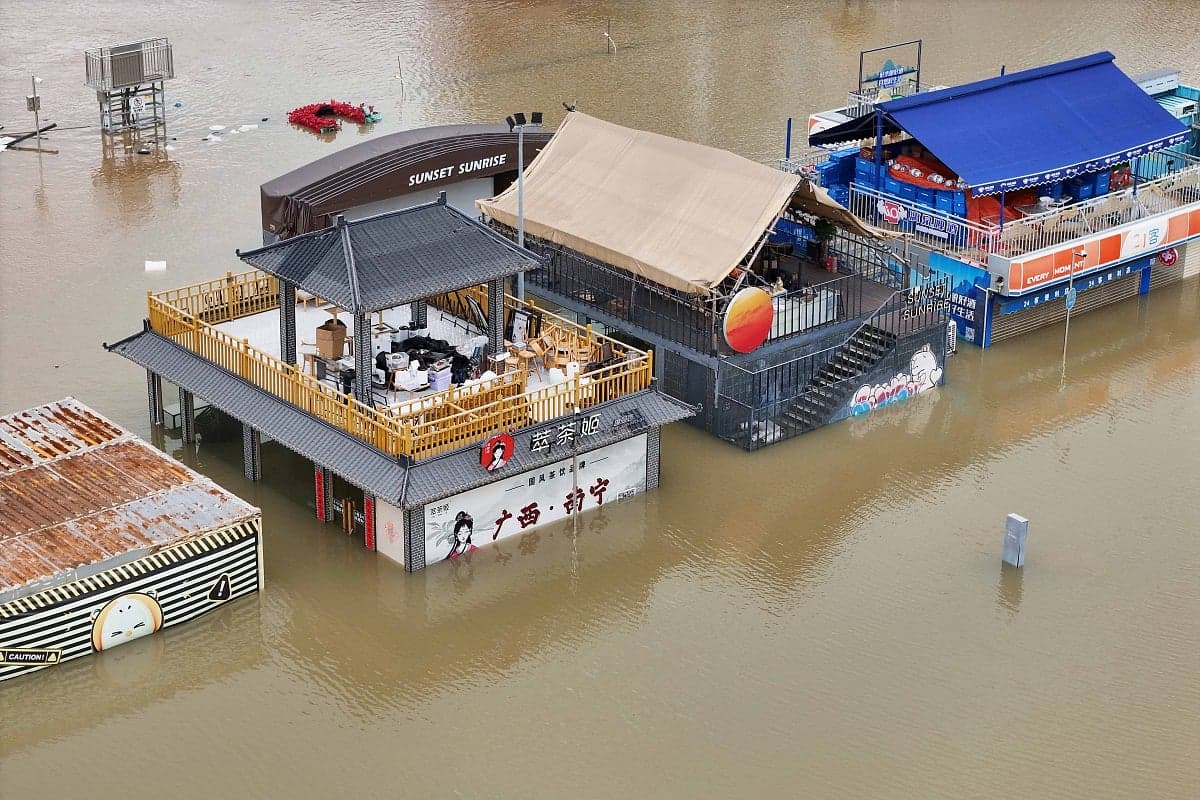 Floodwaters in southern China with escaped venomous snakes