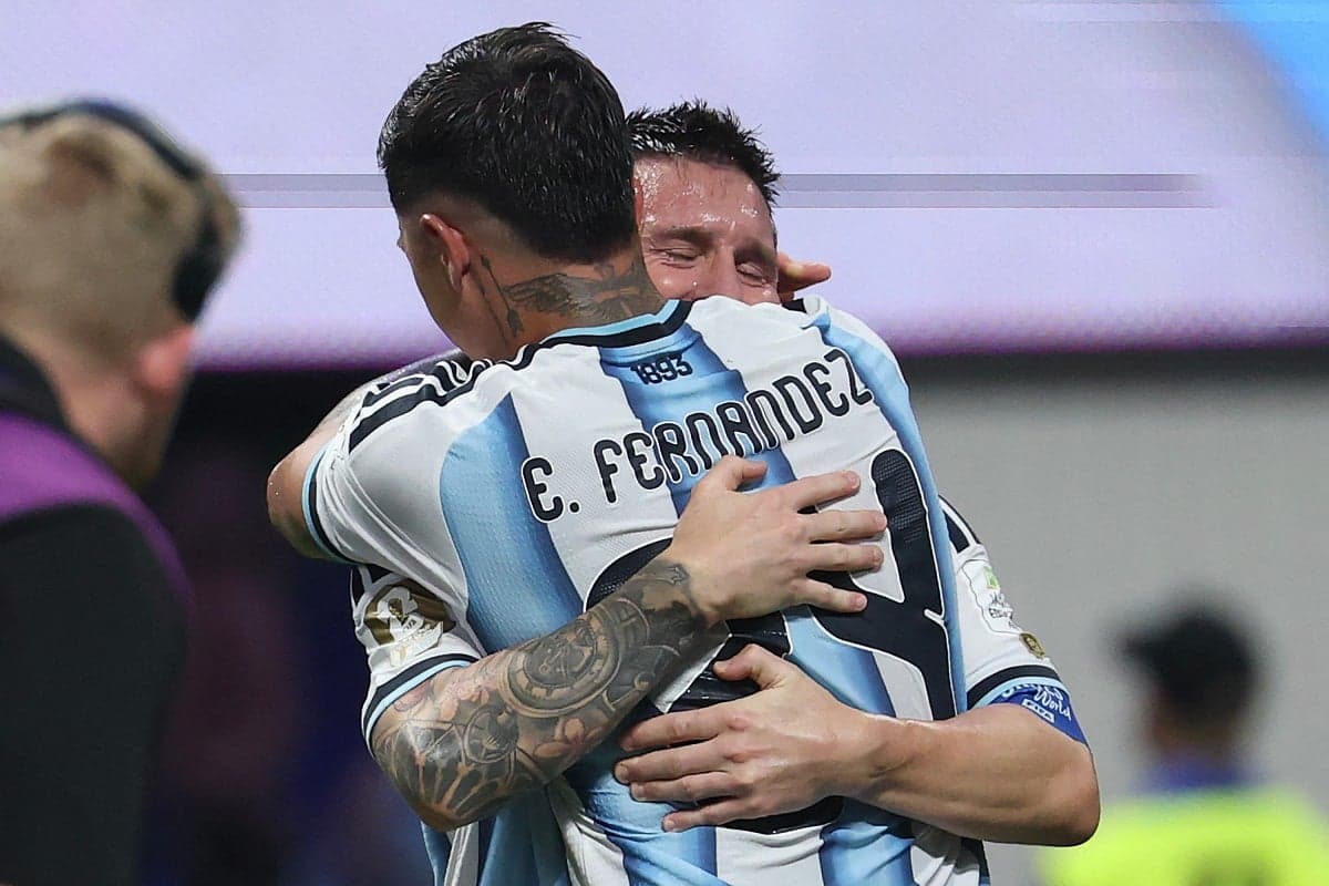Argentina's players celebrating their comeback victory over Egypt in the World Cup.
