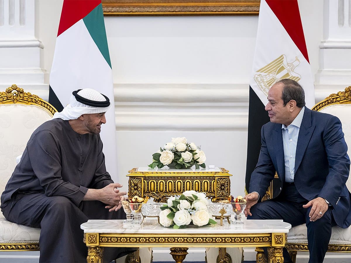 UAE President Sheikh Mohamed and Egyptian President El-Sisi during their meeting in El Alamein.