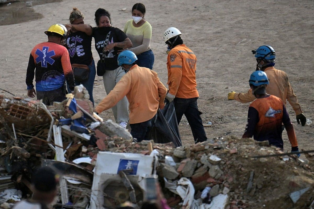 Aerial view of destruction in La Guaira, Venezuela after earthquakes.
