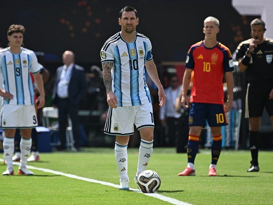Lionel Messi celebrating during the World Cup final match
