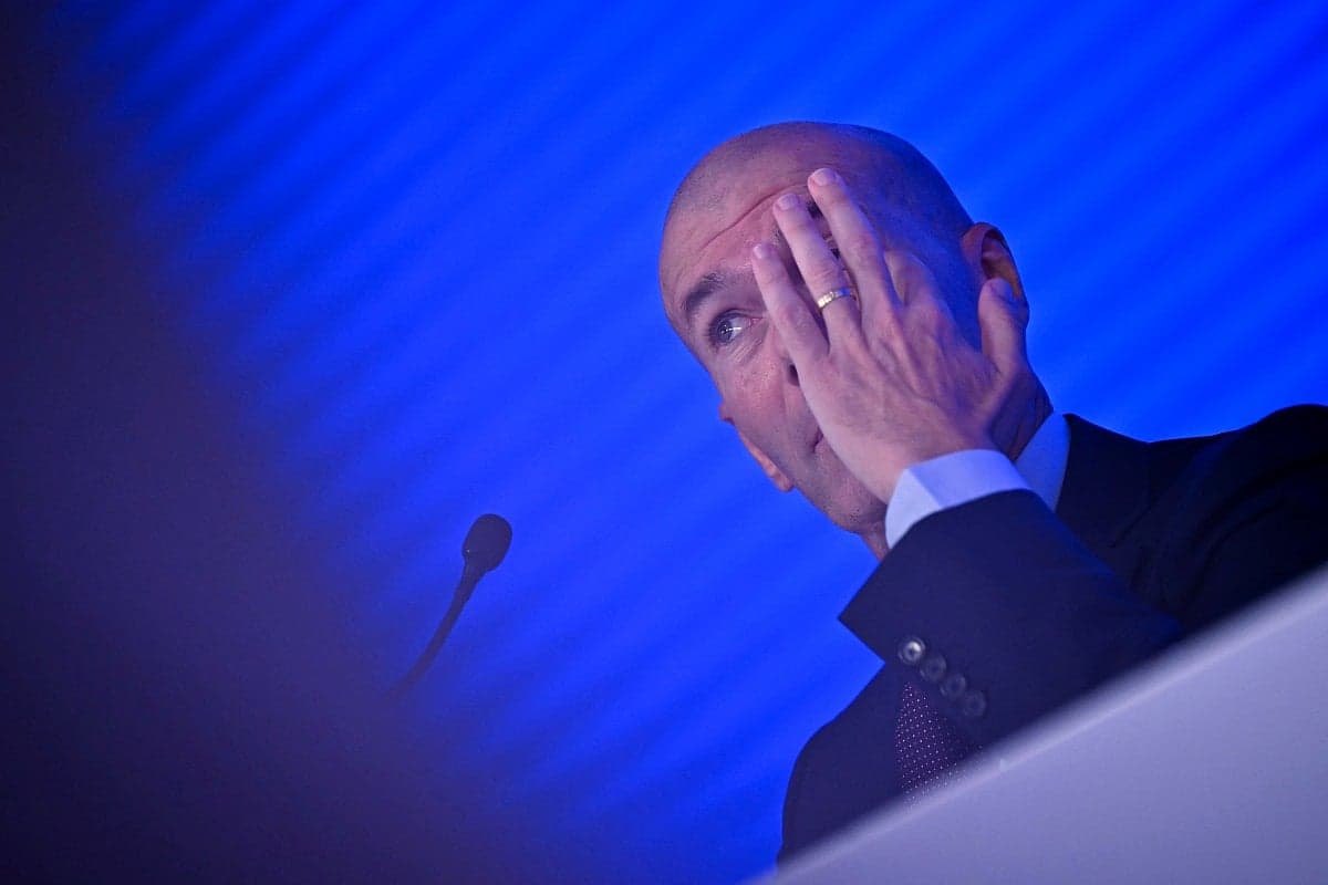 Zinedine Zidane during a press conference announcing his appointment as head coach of the French national football team.