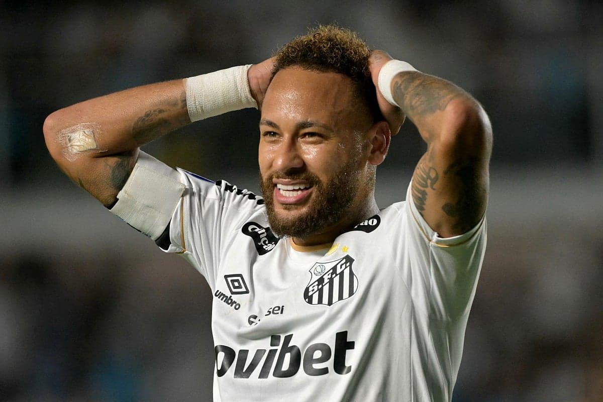 Neymar celebrating a goal for Brazil during his international career
