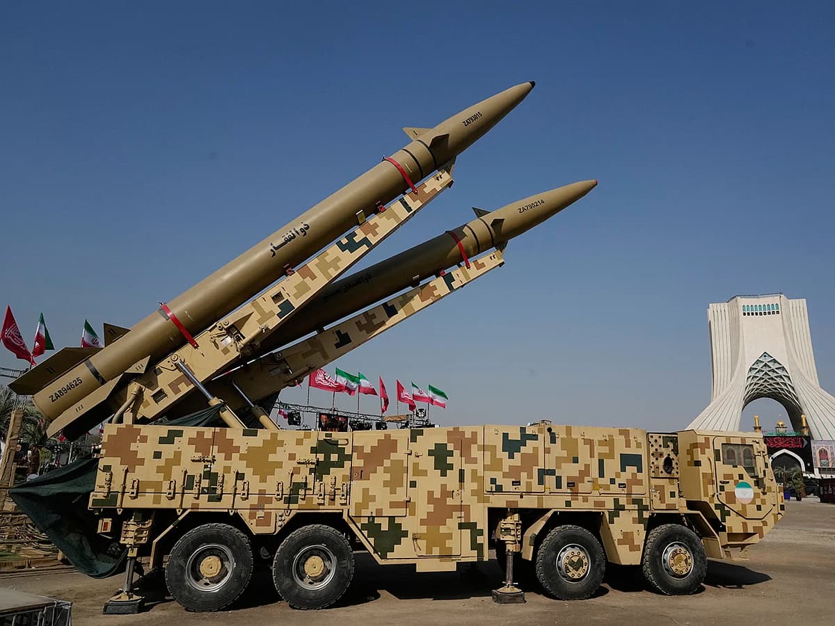 Minimalist analytical chart showing Iran military import values rebounding to 77 million dollars alongside trade routes