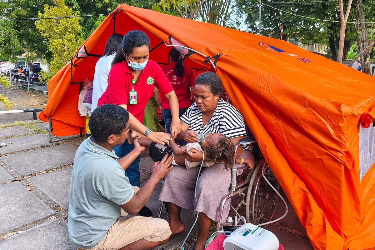 Rescue efforts underway following the 7.7-magnitude earthquake in Indonesia.