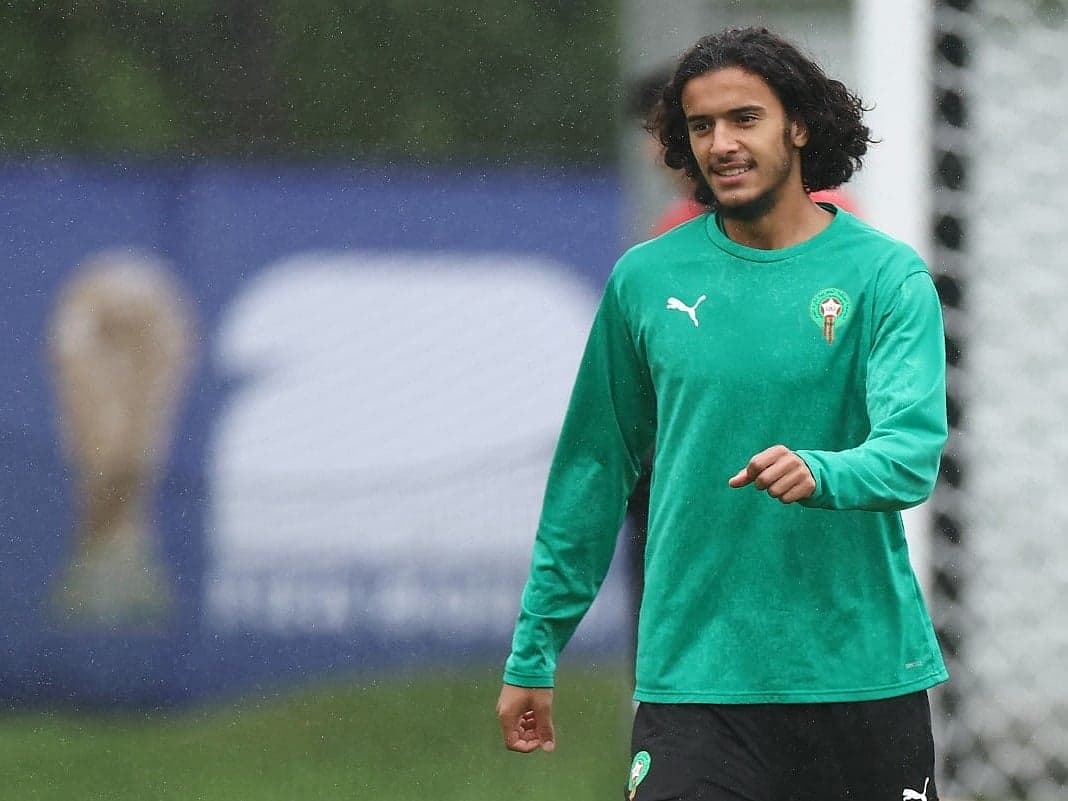Ayyoub Bouaddi in action, highlighting his record transfer to Manchester City for £86 million.