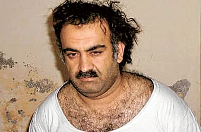 A courtroom scene illustrating the upcoming trial of Khalid Sheikh Mohammed for the 9/11 attacks.
