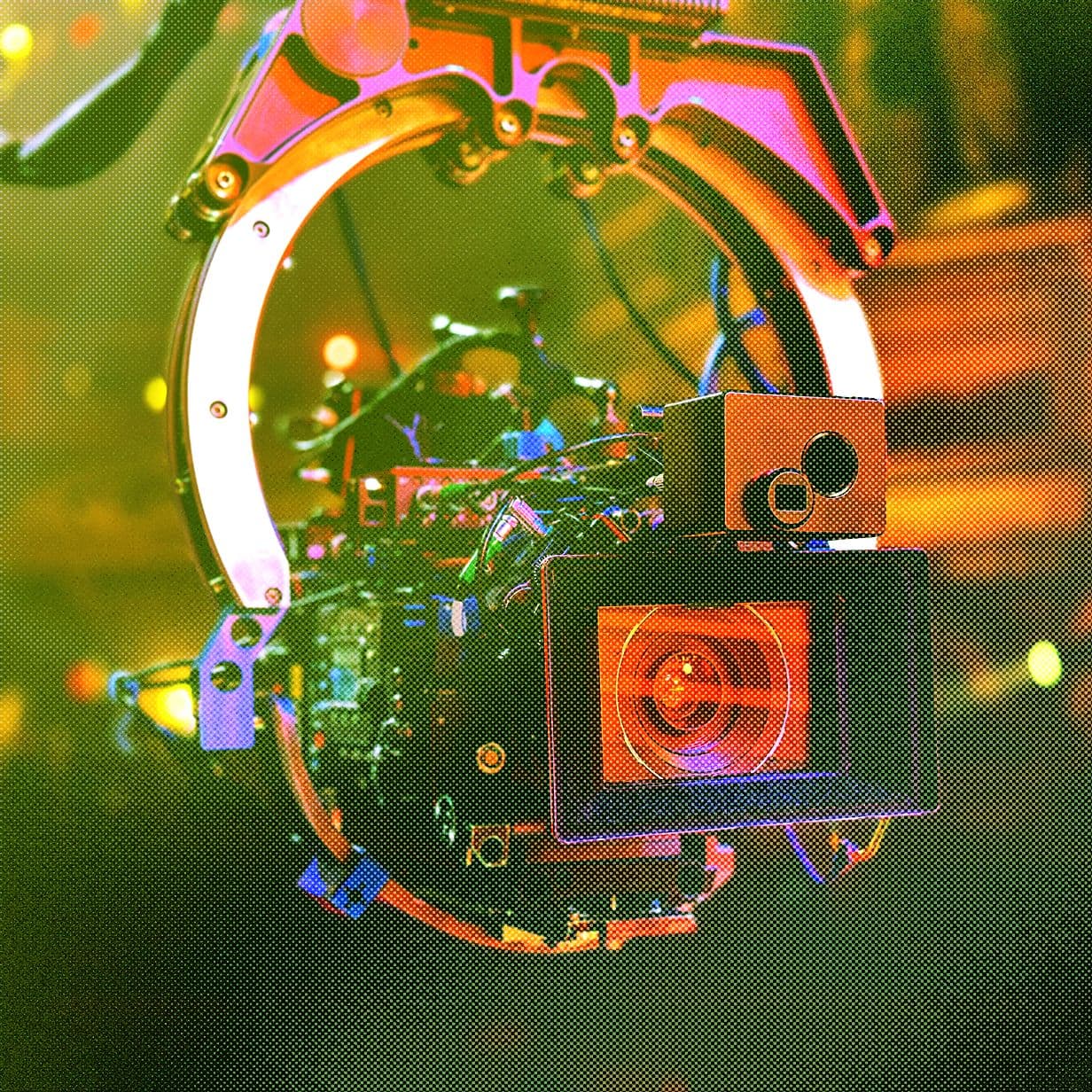 A cinematic representation of the intersection between AI and film storytelling.