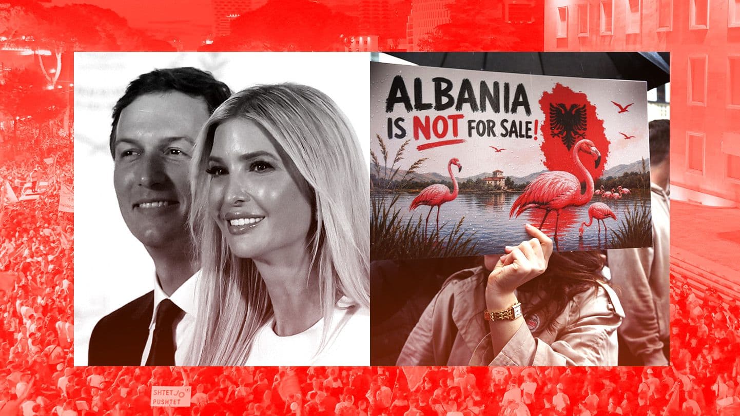 Protesters in Albania demanding the resignation of Prime Minister Edi Rama.