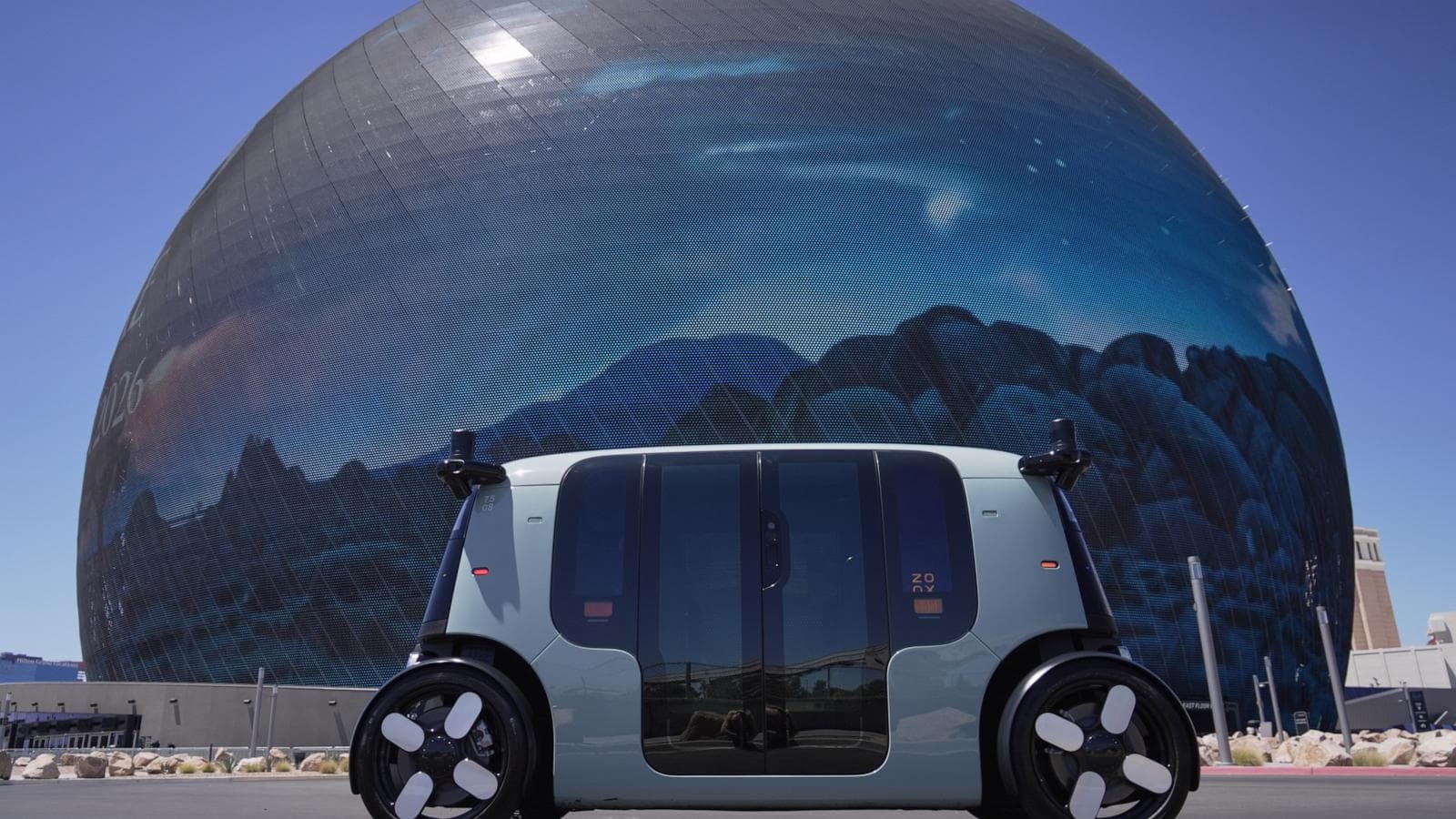 Amazon's Zoox robotaxi showcasing its innovative design without manual controls.