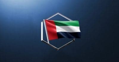 Crypto.com logo with UAE flag and cryptocurrency symbols