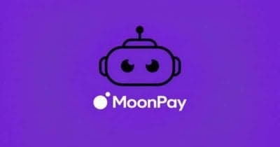 MoonPay logo with AI trading tool concept illustration