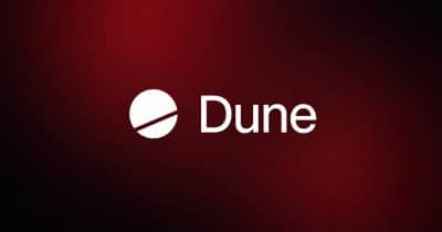 Dune Analytics logo with a backdrop of cryptocurrency data analytics.