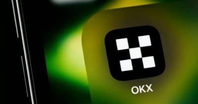 OKX logo with a backdrop of South Korean cryptocurrency market imagery.