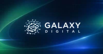 Galaxy Digital logo with cryptocurrency graphics