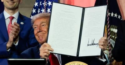President Trump signing an executive order on AI oversight and cybersecurity.