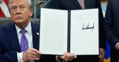 President Trump announcing the shift in AI safety review policy.