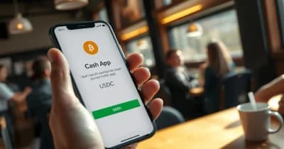 Cash App logo with USDC cryptocurrency symbol