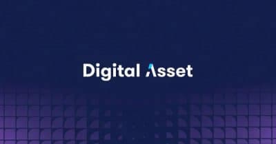 Digital Asset logo with blockchain technology background