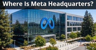 Meta Platforms logo with a backdrop of AI technology graphics