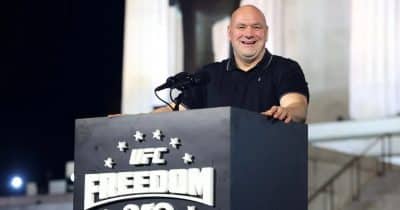 UFC fighters receiving cryptocurrency bonuses at a White House event.