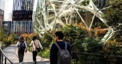 FTC building with Amazon logo overlay illustrating advertising scrutiny