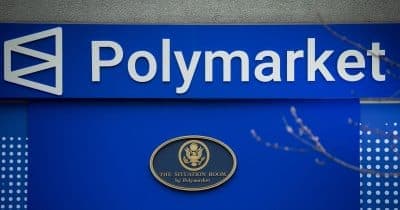 Polymarket logo with a digital security theme