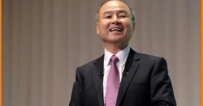 SoftBank logo with a backdrop of AI technology imagery
