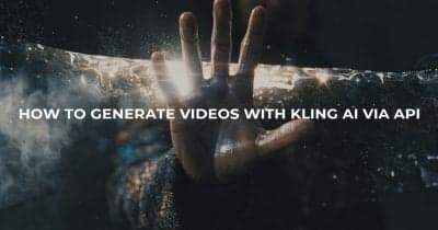 Kling AI logo with a backdrop of video technology graphics.