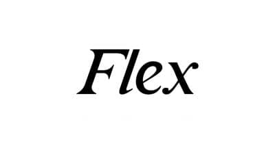 Flex logo with a backdrop of financial growth charts