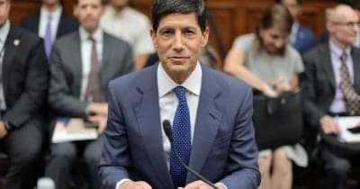 Federal Reserve Chair Kevin Warsh during congressional testimony on cryptocurrency bailouts.