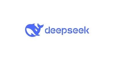 DeepSeek logo with a backdrop of AI technology imagery