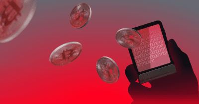 Illustration of a Bitcoin scam targeting businesses with a focus on cybersecurity.
