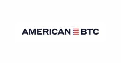 American Bitcoin logo with financial graphs and political imagery