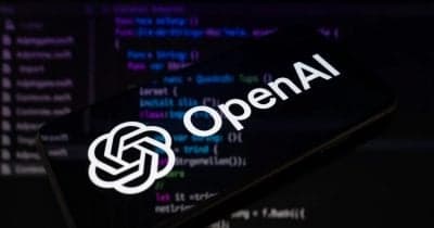 OpenAI logo with a graphic representation of AI speed increase