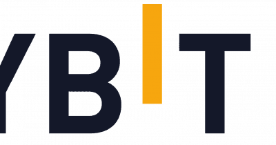 Bybit logo with a backdrop of cryptocurrency and traditional finance elements.