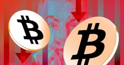 Infographic showing Bitcoin's price decline and BlackRock's investment perspective on cryptocurrency.