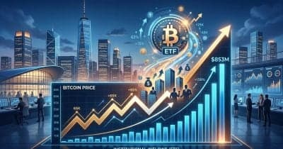 A chart showing Bitcoin's price surge above $80,000 alongside ETF inflows and short liquidations.