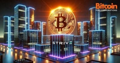 Infographic showing Strive Inc.'s Bitcoin treasury growth and market position.