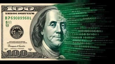 Infographic showing the impact of dollar-backed stablecoins on global finance and US Treasury demand.