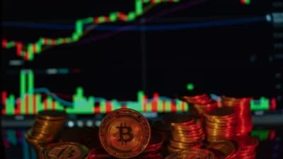 Minimalist financial chart displaying Bitcoin ETF net flow metrics and redemption data
