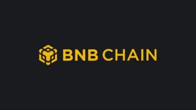 Minimalist dark-slate card featuring 200 ms in bold electric amber text highlighting BNB Chain NewL1 block speed
