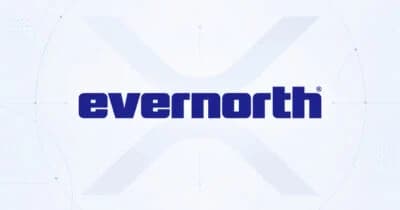 Minimalist dark card displaying the metric 473M XRP detailing Evernorth Holdings corporate digital treasury expansion.