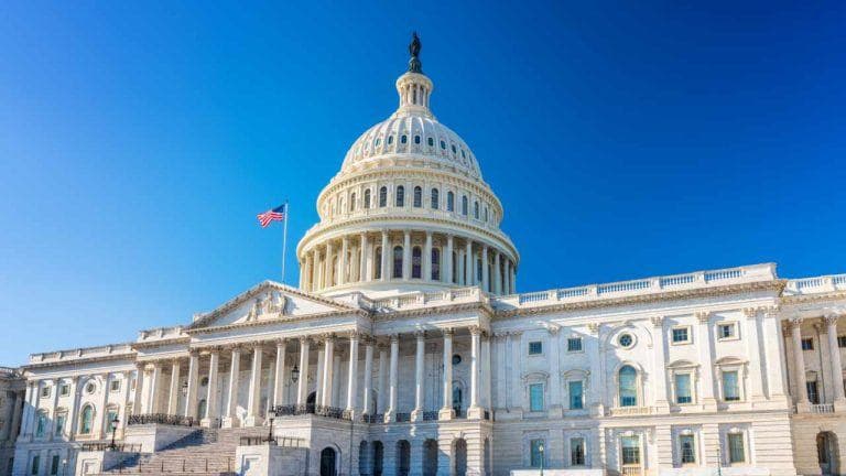 U.S. Capitol building with Bitcoin symbol overlay
