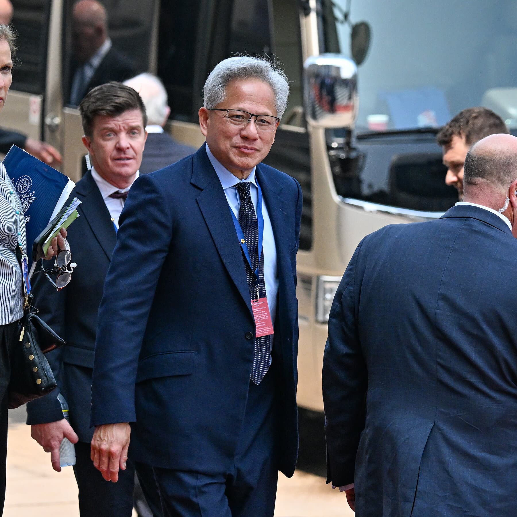 Nvidia CEO Jensen Huang during his visit to China amidst chip ban news.