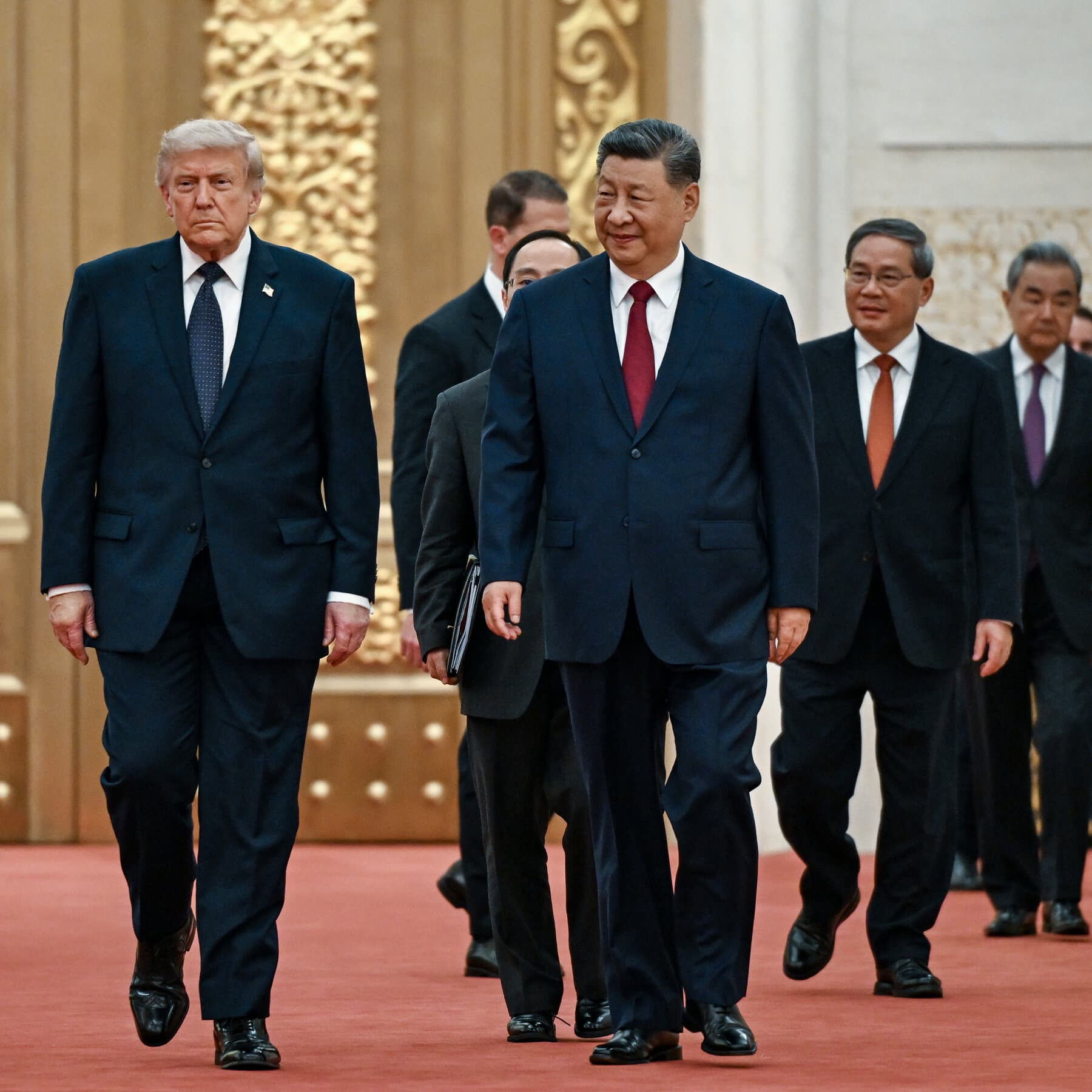 China and U.S. flags with Boeing jets and beef products
