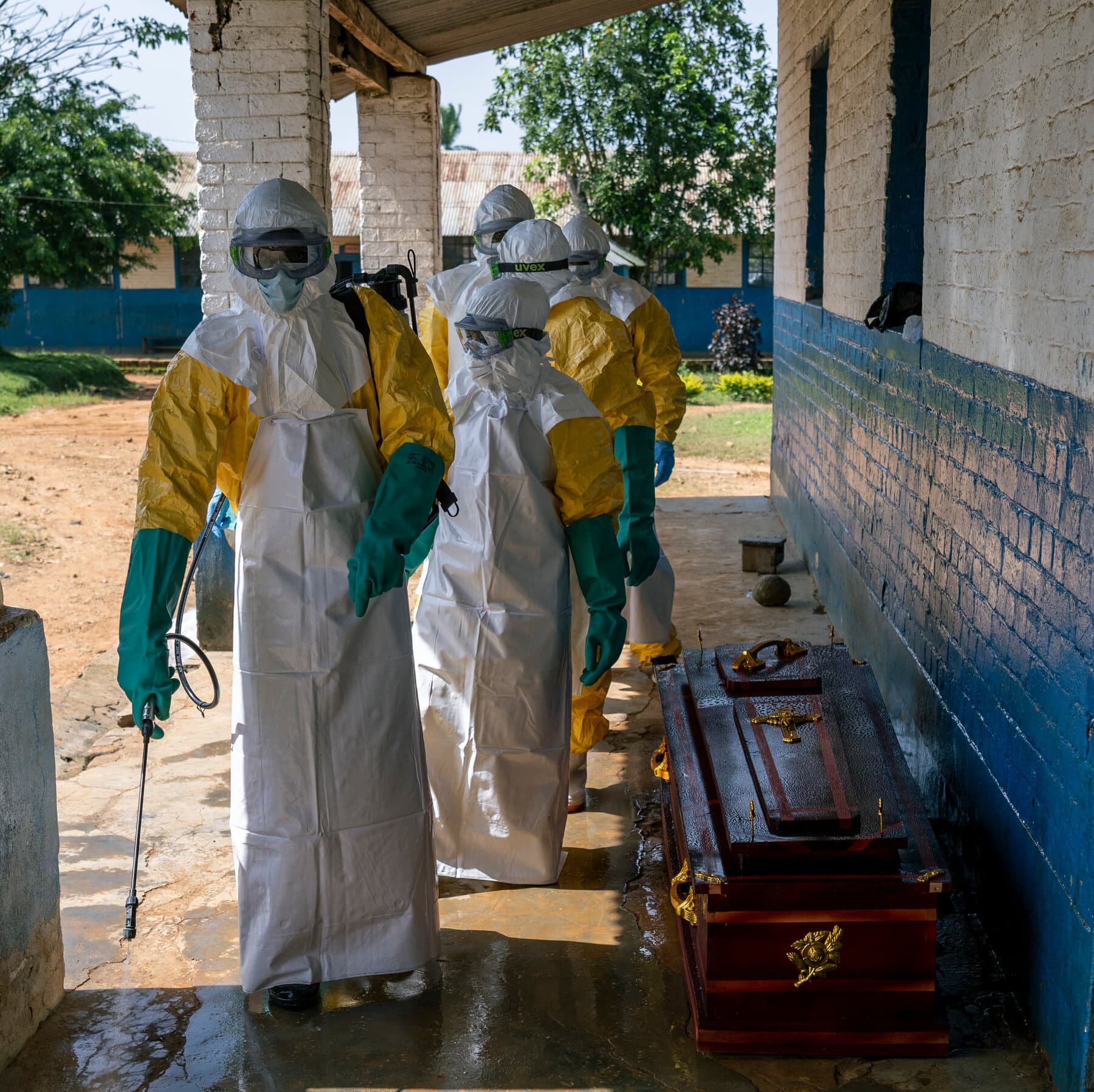 Healthcare workers responding to the Ebola outbreak in the DRC.