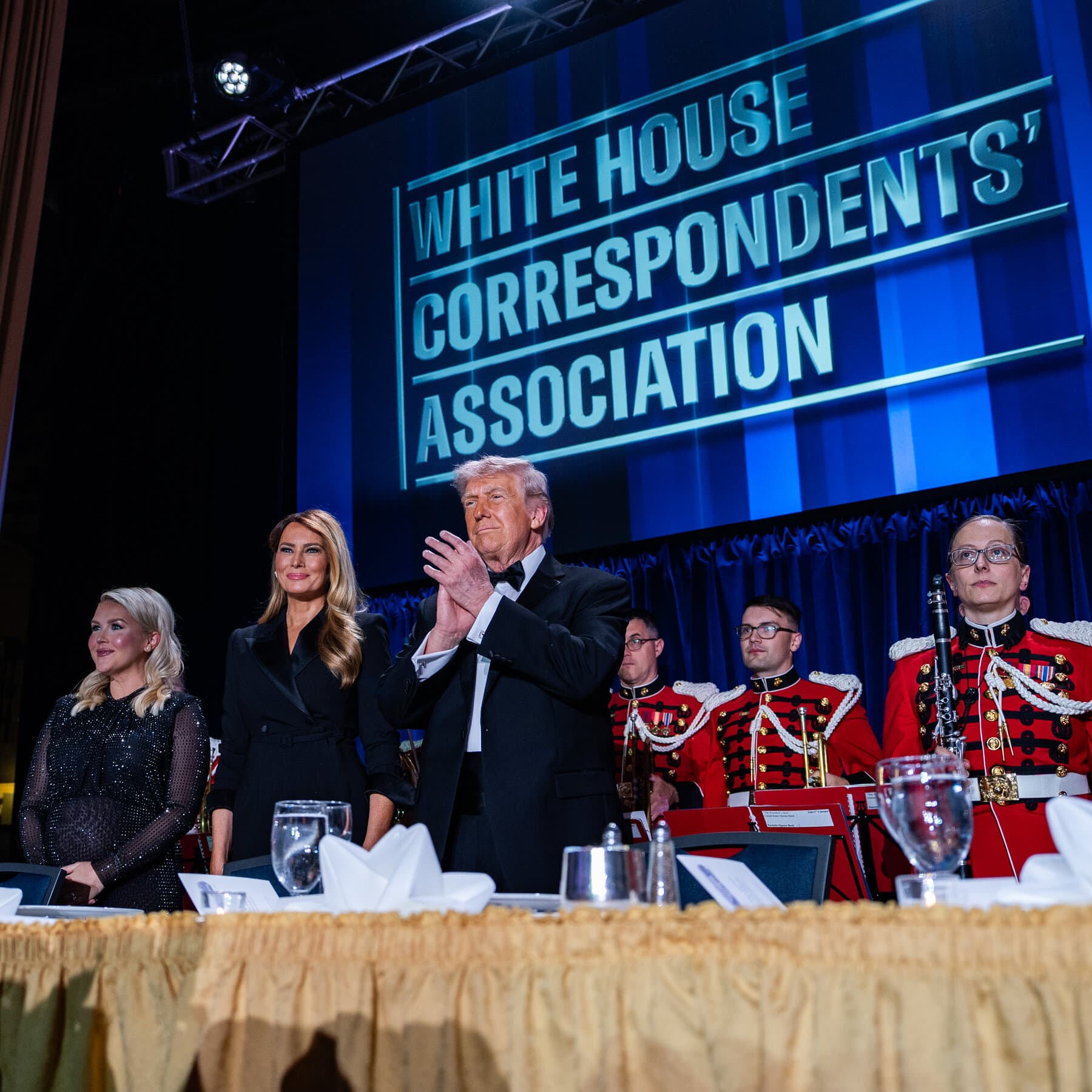 President Trump at the White House Correspondents' Dinner with enhanced security measures