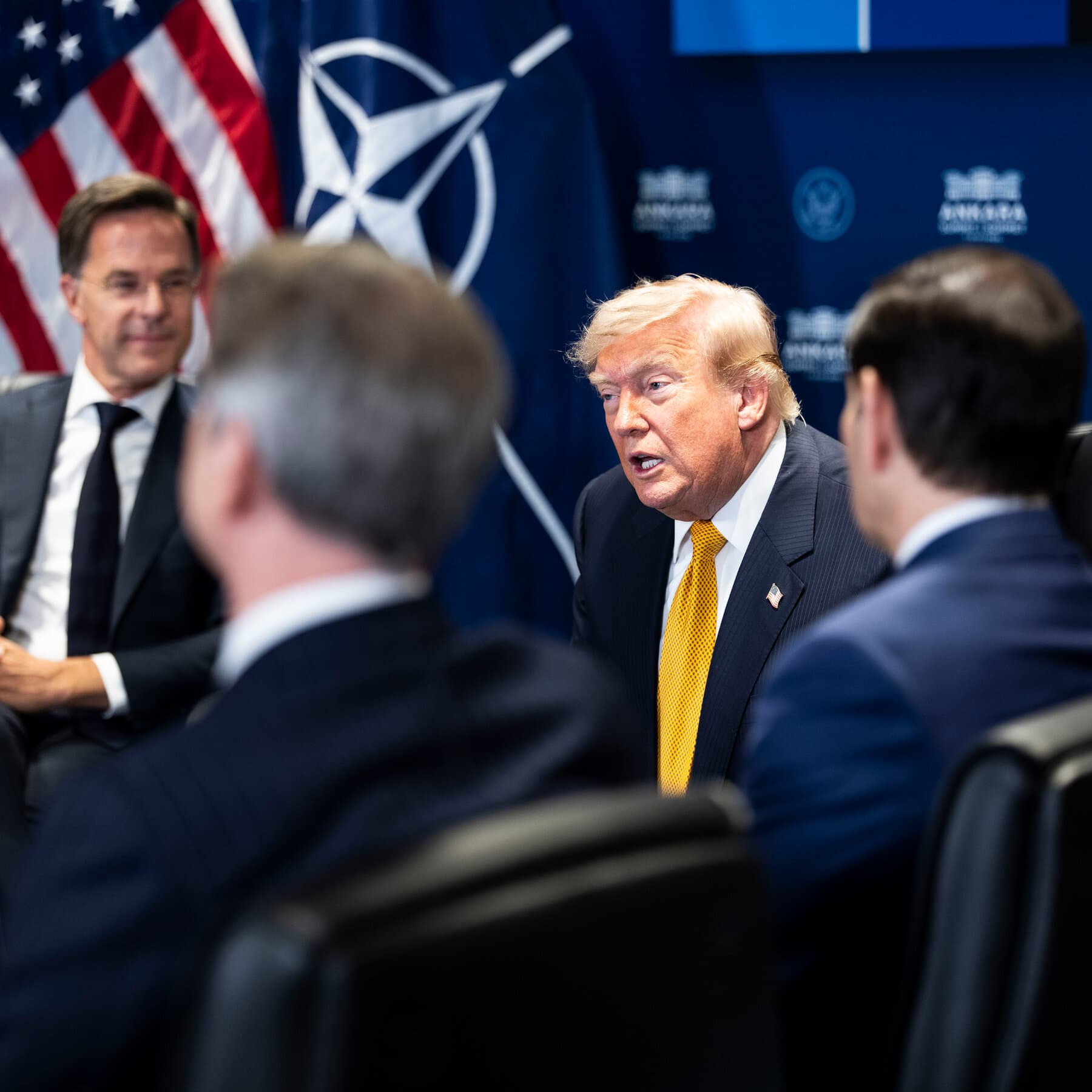 President Trump at NATO summit discussing trade with Spain