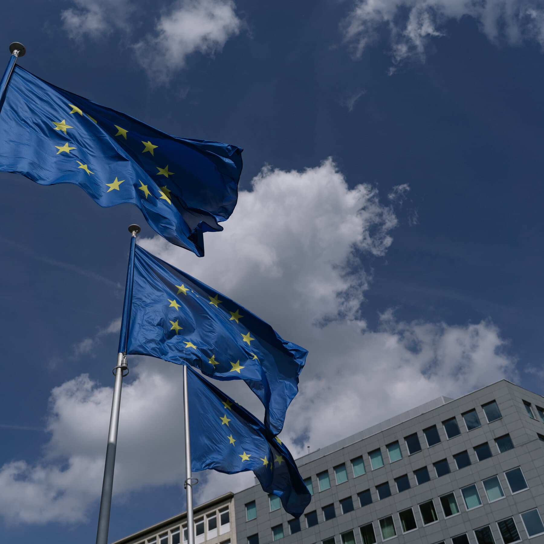 Illustration of the EU flag alongside social media icons representing Meta.